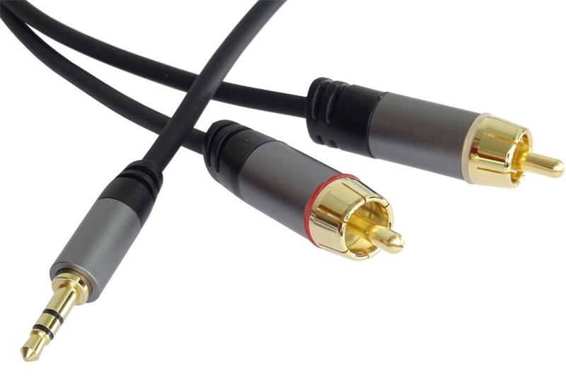 PremumCord HQ tienený kábel stereo Jack 3.5mm-2xCINCH M/M 1.5m 