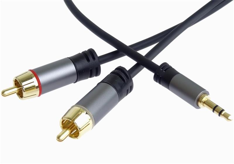 PremumCord HQ tienený kábel stereo Jack 3.5mm-2xCINCH M/M 1.5m 