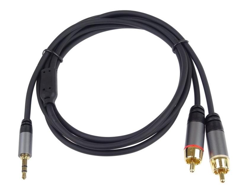 PremumCord HQ tienený kábel stereo Jack 3.5mm-2xCINCH M/M 1.5m 