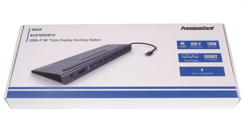 PremiumCord USB-C Full Size MST Dokovacia stanica vhodná pod notebook 