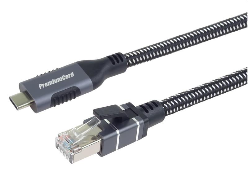 PremiumCord Ethernetový kábel USB-C -> LAN RJ45 10/100/1000 Mb 2m 