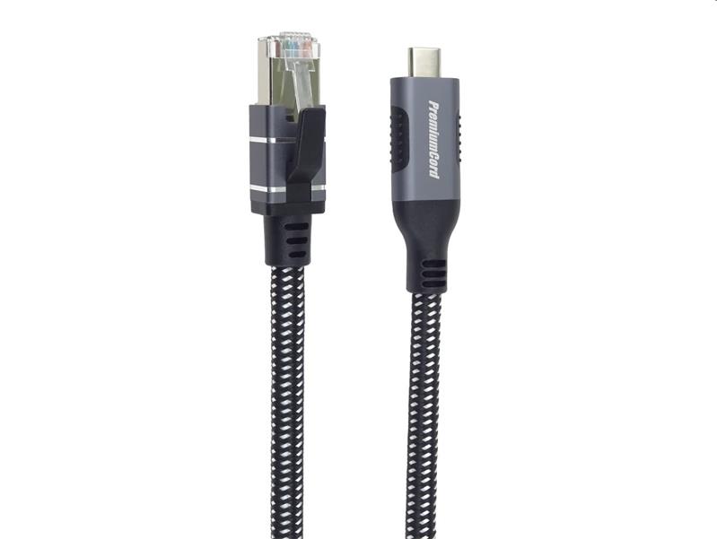 PremiumCord Ethernetový kábel USB-C -> LAN RJ45 10/100/1000 Mb 2m 