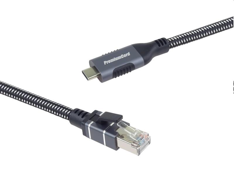 PremiumCord Ethernetový kábel USB-C -> LAN RJ45 10/100/1000 Mb 2m 