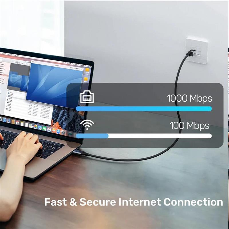 PremiumCord Ethernetový kábel USB-C -> LAN RJ45 10/100/1000 Mb 2m 