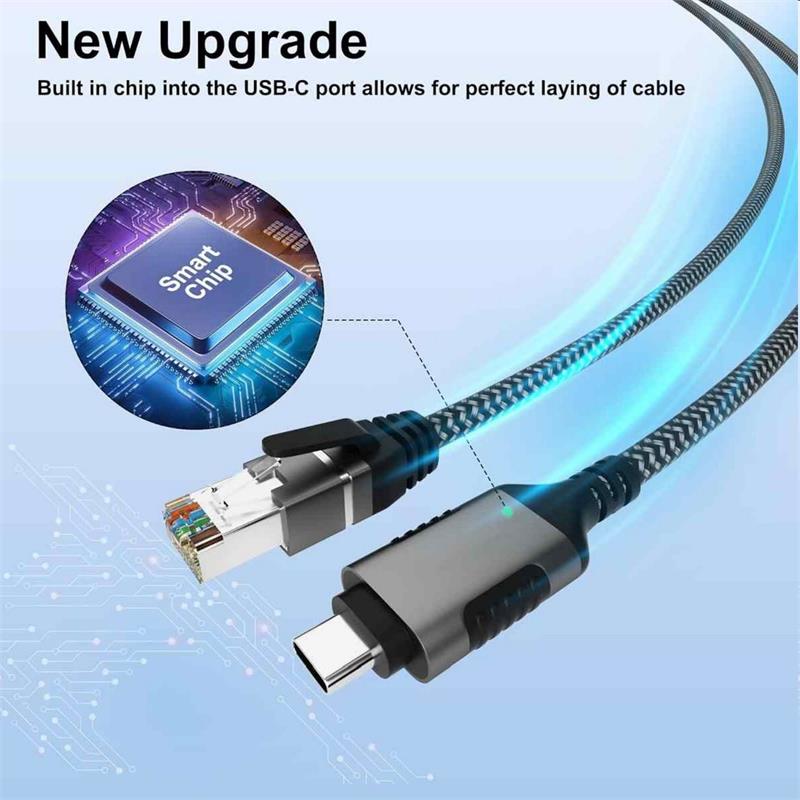 PremiumCord Ethernetový kábel USB-C -> LAN RJ45 10/100/1000 Mb 2m 