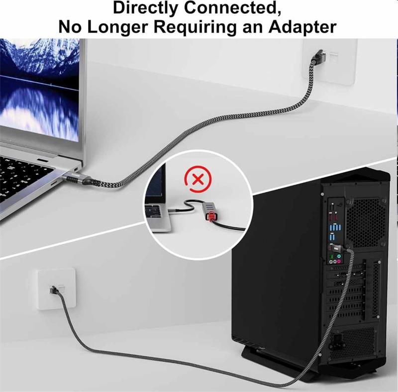 PremiumCord Ethernetový kábel USB-C -> LAN RJ45 10/100/1000 Mb 2m 