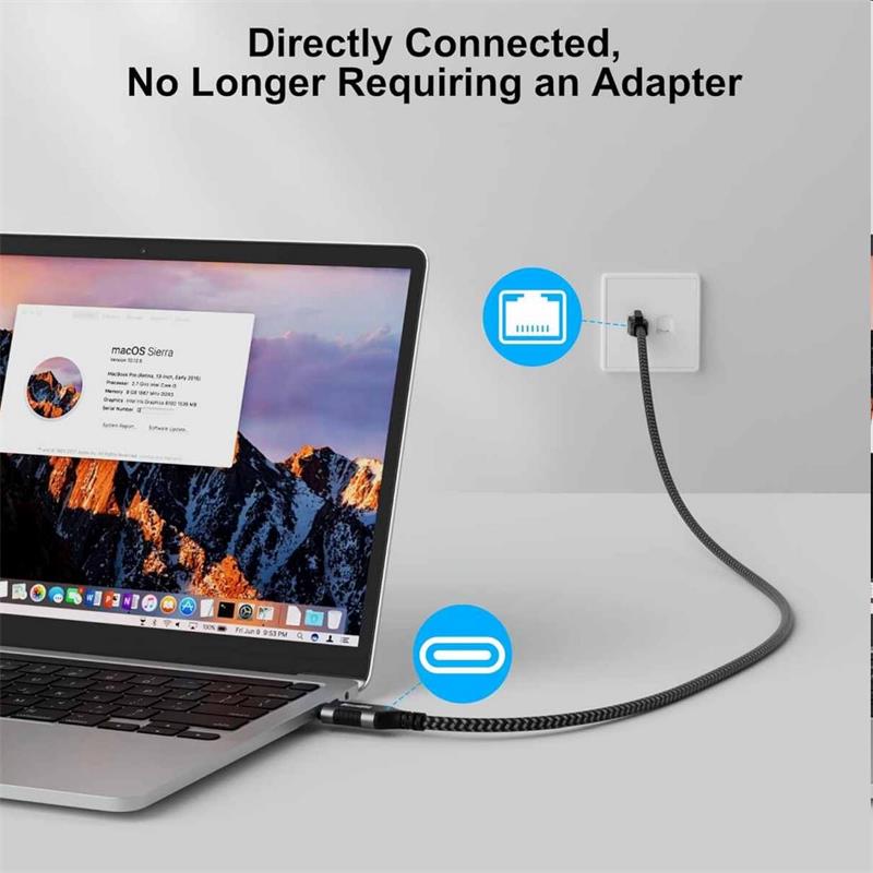 PremiumCord Ethernetový kábel USB-C -> LAN RJ45 10/100/1000 Mb 2m 