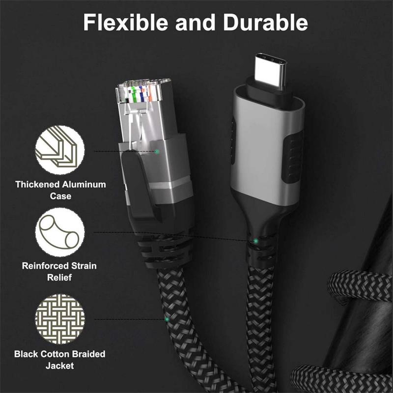 PremiumCord Ethernetový kábel USB-C -> LAN RJ45 10/100/1000 Mb 2m 