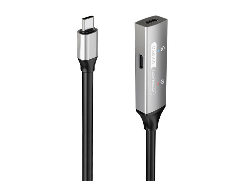 PremiumCord USB-C repeater a predlžovací kábel Male-Female, 5Gbps Aluminium 5m 