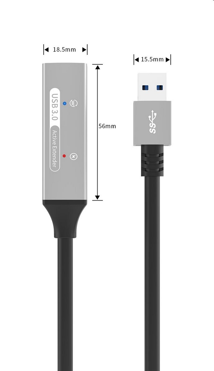 PremiumCord USB 3.2 repeater a predlžovací kábel Male-Female, 5Gbps Aluminium 5m 