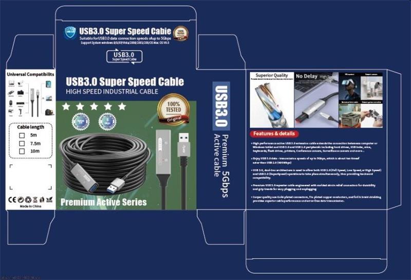 PremiumCord USB 3.2 repeater a predlžovací kábel Male-Female, 5Gbps Aluminium 5m 