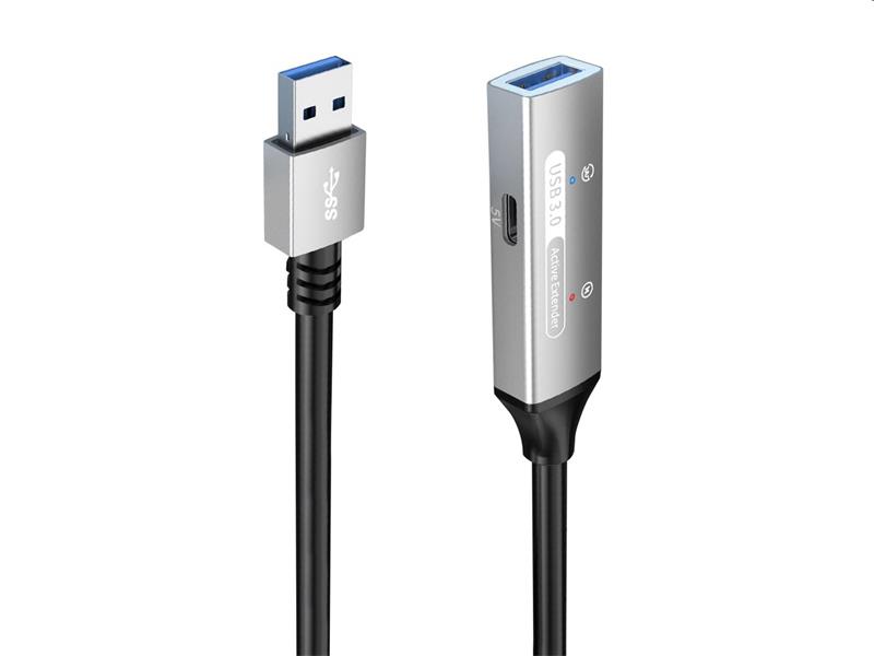 PremiumCord USB 3.2 repeater a predlžovací kábel Male-Female, 5Gbps Aluminium 10m 