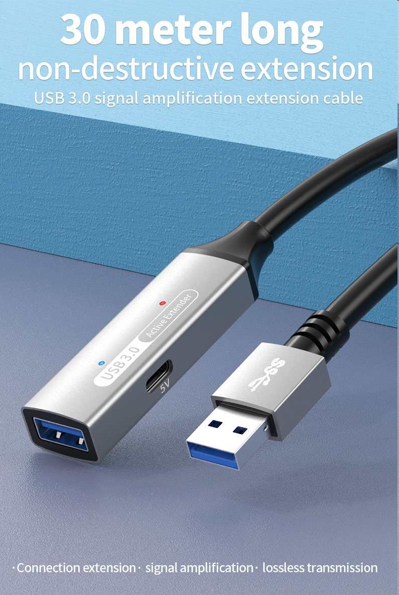 PremiumCord USB 3.2 repeater a predlžovací kábel Male-Female, 5Gbps Aluminium 10m 