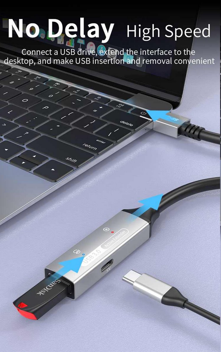 PremiumCord USB 3.2 repeater a predlžovací kábel Male-Female, 5Gbps Aluminium 10m 