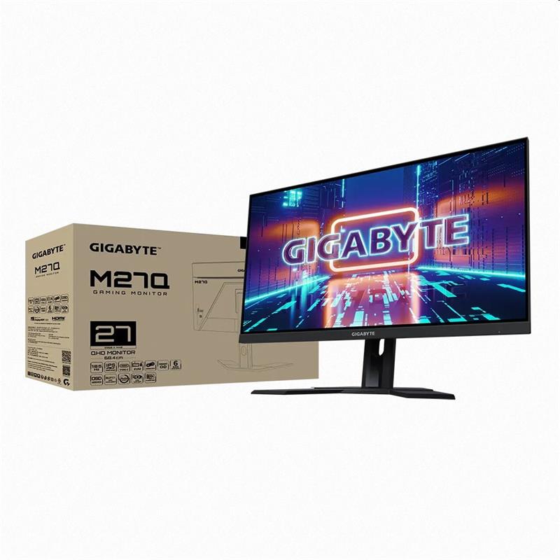 GIGABYTE LCD - 27" Gaming monitor M27Q EK,  IPS,  2560 x 1440 QHD,  170Hz,  1000:1,  350cd/ m2,  0.5ms,  2xHDMI,  1xDP 