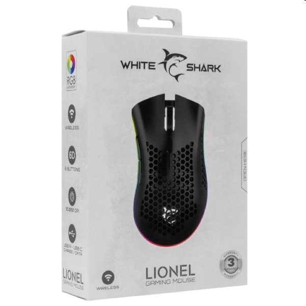 White Shark Wireless gaming mouse LIONEL, 6D, 10 000 dpi, black 