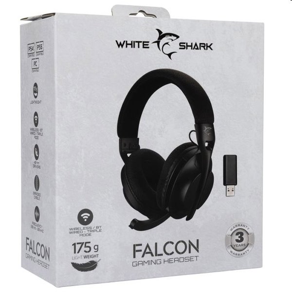 White Shark Wireless Gaming headphones FFALCON, PC, PS4 PS5, Xbox, MAC, black 