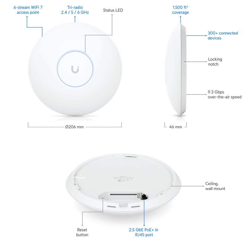 Ubiquiti UniFi AP 7 Pro   WiFi7  (688/2882/5765Mbps)  5pack 