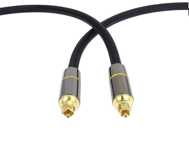PremiumCord Optický audio kabel Toslink, OD:7mm, Gold-metal design + Nylon 2m 
