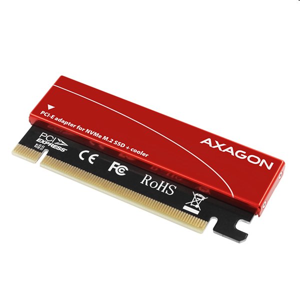 AXAGON PCEM2-S, PCIe x16 - M.2 NVMe M-key slot adaptér, kovový kryt pre pasívne chladenie 