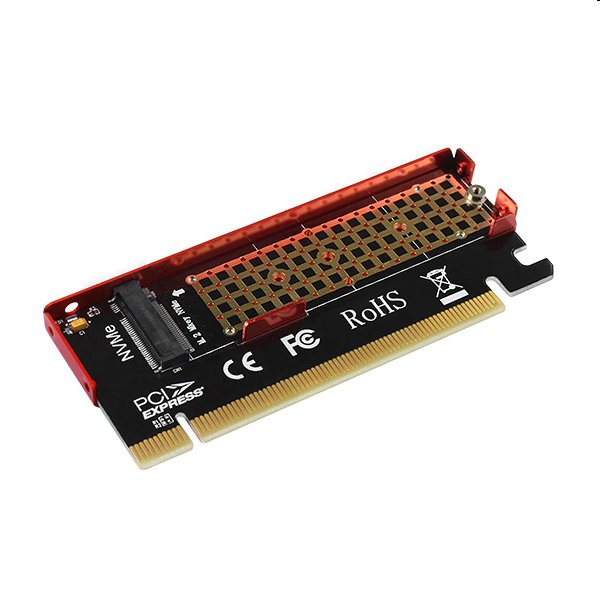 AXAGON PCEM2-S, PCIe x16 - M.2 NVMe M-key slot adaptér, kovový kryt pre pasívne chladenie 