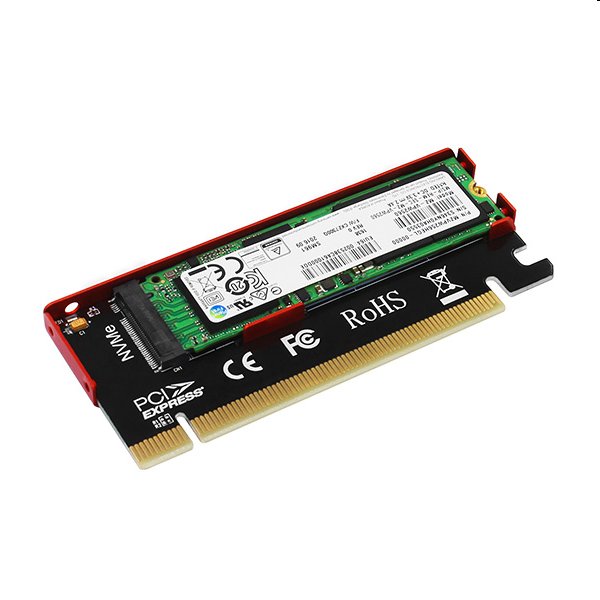 AXAGON PCEM2-S, PCIe x16 - M.2 NVMe M-key slot adaptér, kovový kryt pre pasívne chladenie 