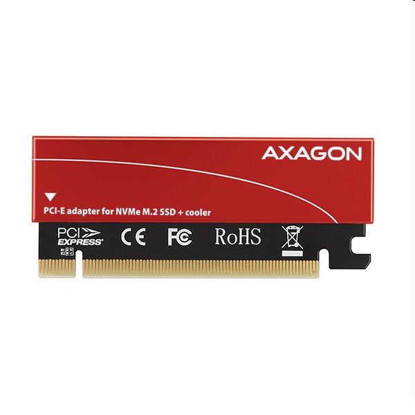 AXAGON PCEM2-S, PCIe x16 - M.2 NVMe M-key slot adaptér, kovový kryt pre pasívne chladenie 
