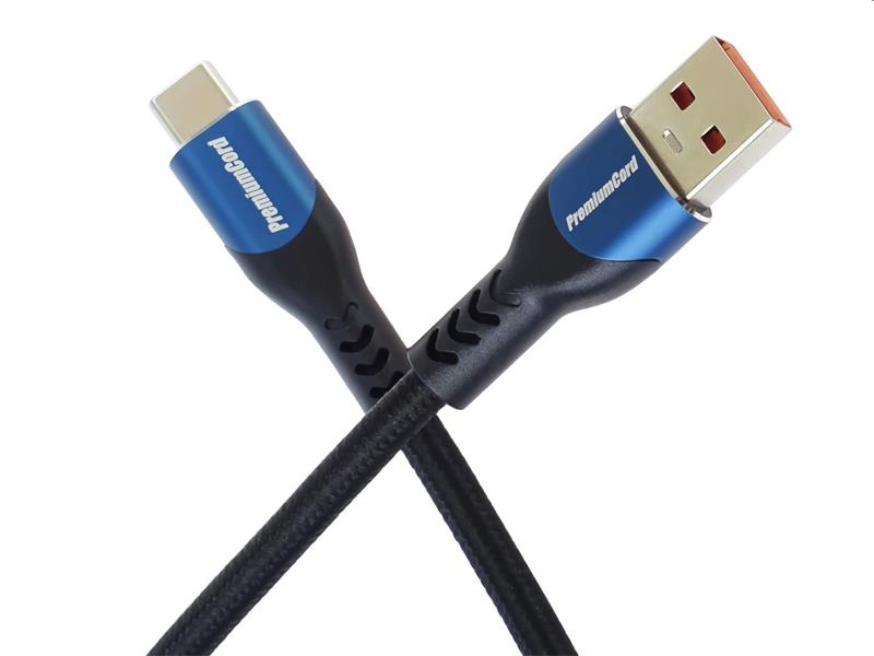 PremiumCord Kábel USB-C/M - USB 2.0 A/M, rýchle nabíjanie prúdom 5A, 0.5m 
