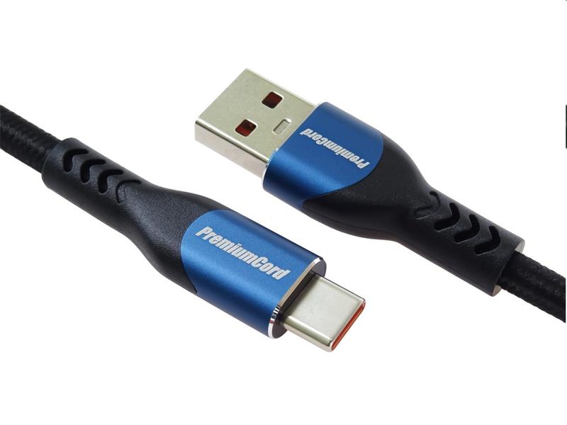 PremiumCord Kábel USB-C/M - USB 2.0 A/M, rýchle nabíjanie prúdom 5A, 1m 