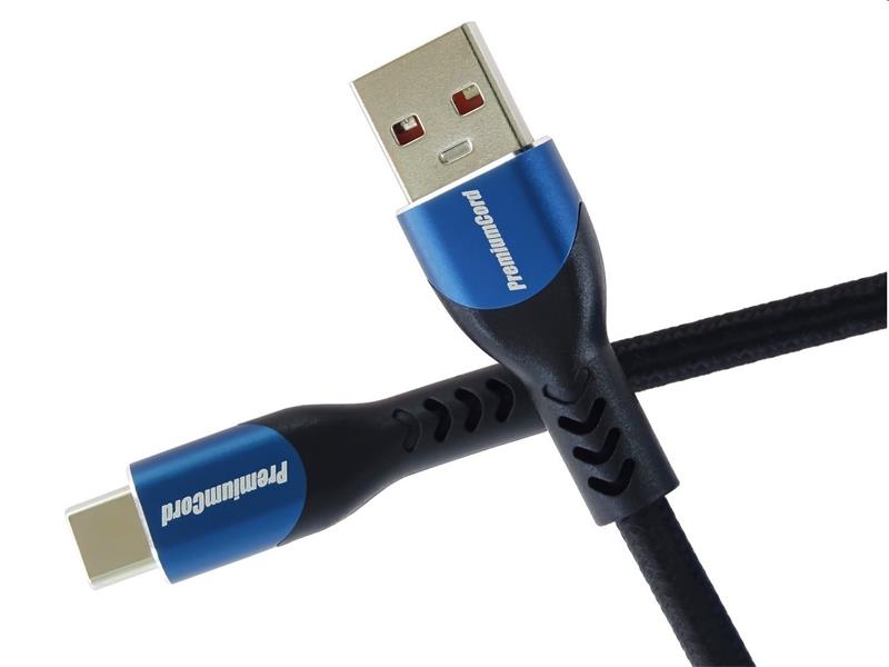 PremiumCord Kábel USB-C/M - USB 2.0 A/M, rýchle nabíjanie prúdom 5A, 1.5m 