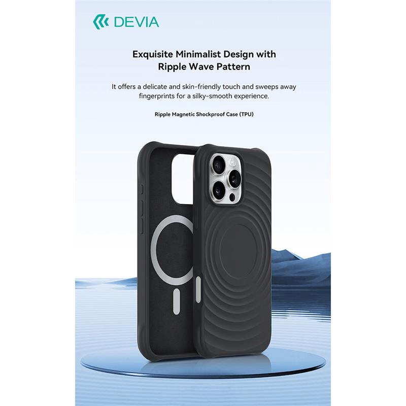 Devia kryt Ripple Magnetic Shockproof TPU Case pre iPhone 16 Pro Max - Gray 