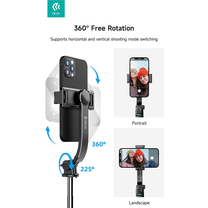 Devia Tripod Stand Multi-functional Detachable Selfie-Stick - Black 