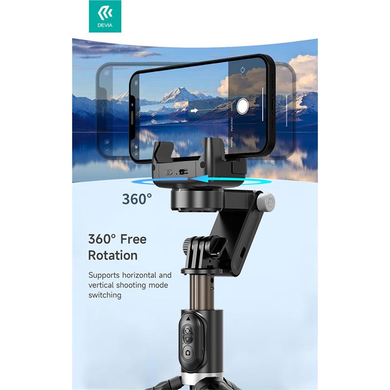 Devia Tripod Stand Multi-functional Desktop Gimbal Selfie-Stick - Black 