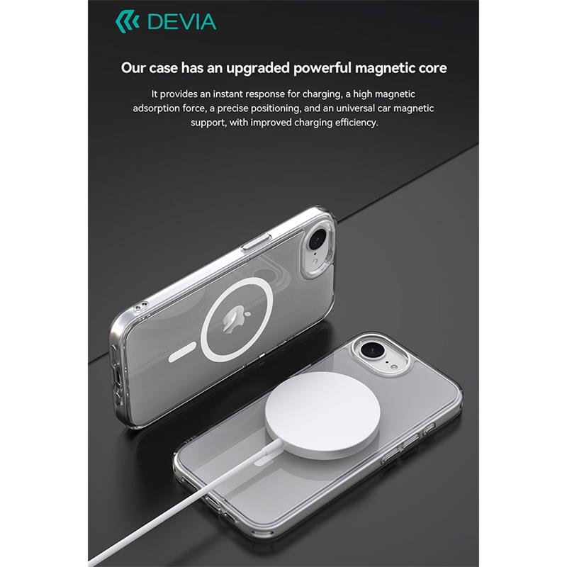 Devia kryt Pure Clear Magnetic Shockproof Case pre iPhone 16e/17e - Clear 