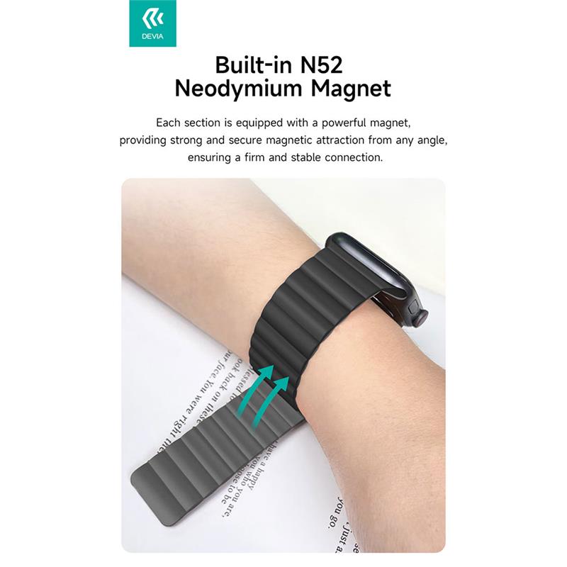 Devia remienok Nature Silicone Magnetic Watch Band 40/41/42mm - Black 