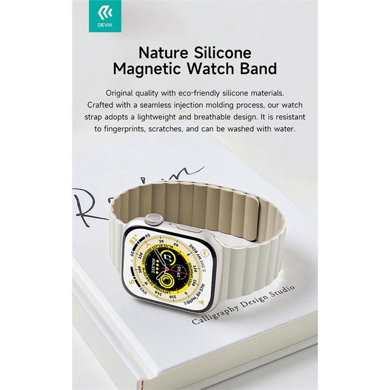 Devia remienok Nature Silicone Magnetic Watch Band 44/45/46mm - Stardust Pink 