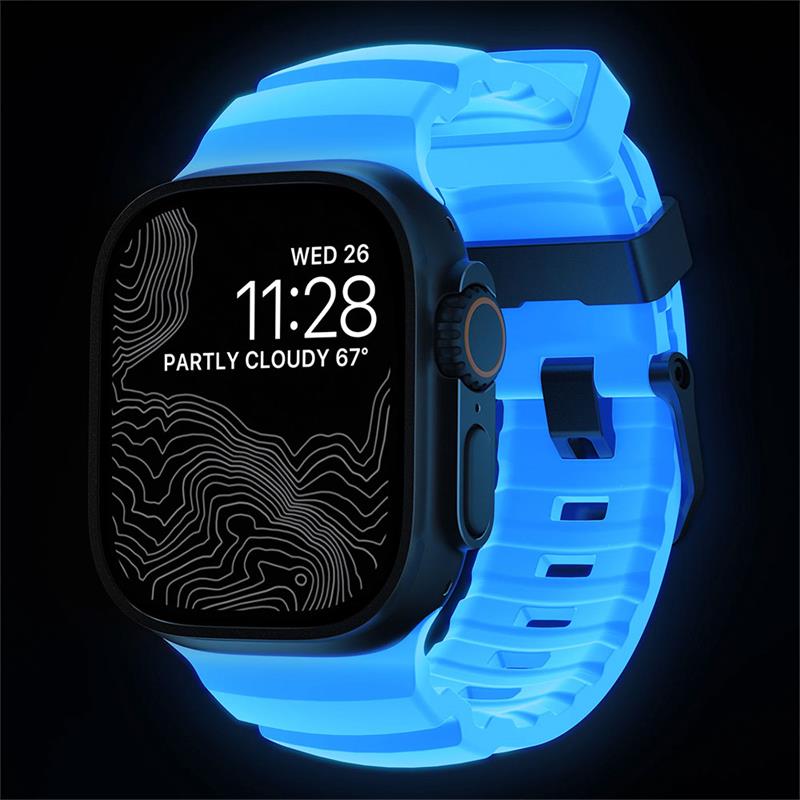 Nomad remienok Rocky Point Band pre Apple Watch 46/49mm - Icy Blue Glow/Black 