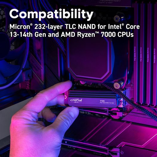 Crucial SSD T705 4TB M.2 NVMe Gen5 HeatSink 14100/12600 MBps 