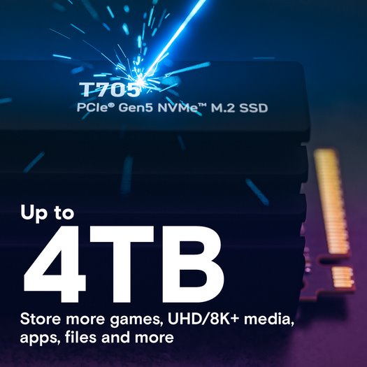 Crucial SSD T705 4TB M.2 NVMe Gen5 HeatSink 14100/12600 MBps 