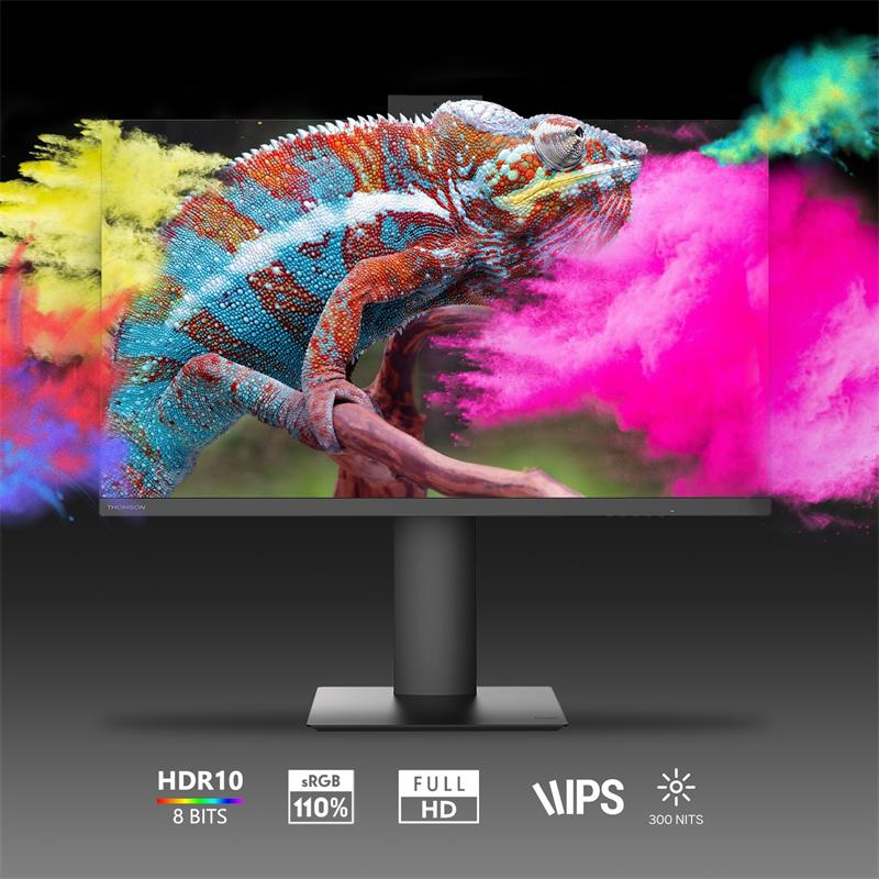 Thomson M27FB7C14V - 27" FHD, IPS, 100Hz, 5ms, 300cd, 1300:1, USB-C (65W), HDMI, VGA, repro, kamera, 3Yr 