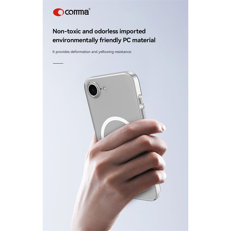 Comma kryt Hard Jacket Magnetic Case pre iPhone 16e/17e - Clear 