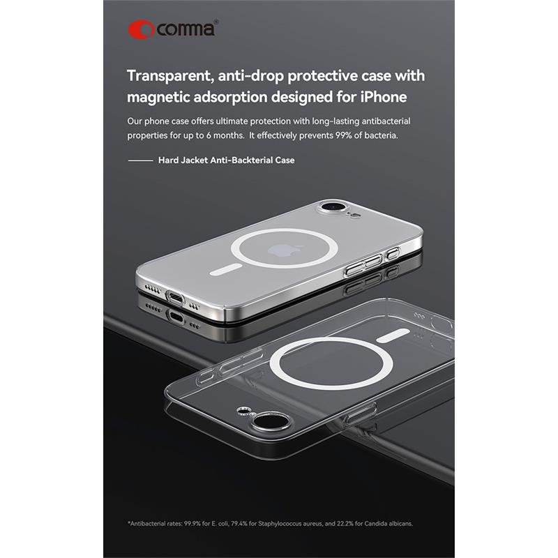 Comma kryt Hard Jacket Magnetic Case pre iPhone 16e/17e - Clear 