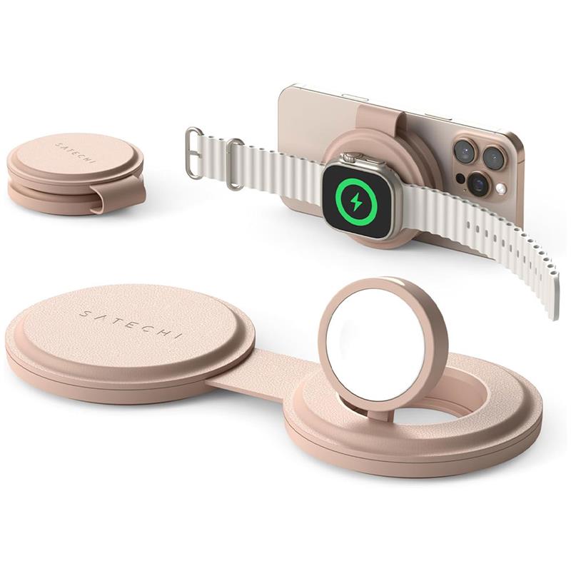 Satechi Qi2 OntheGo 2-in-1 Wireless Charger - Desert Rose 