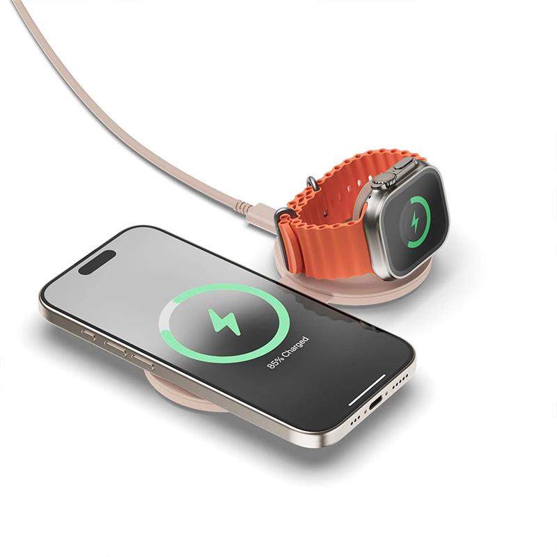 Satechi Qi2 OntheGo 2-in-1 Wireless Charger - Desert Rose 