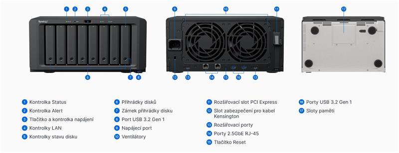 Synology™   DiskStation DS1825+  (8x HDD + 2x NVMe, 4jadro CPU, 8(32)GB RAM,  2x2.5GLAN, 4x USB3.2Gen1) 