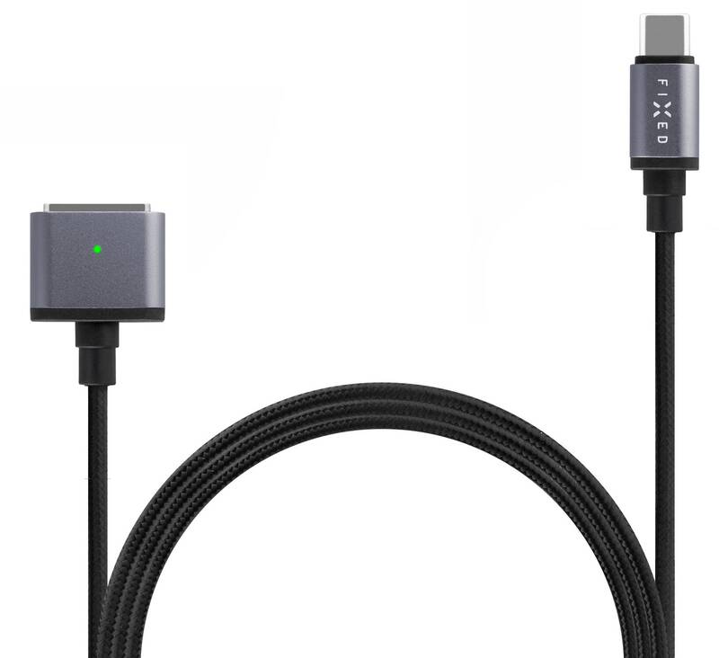 FIXED kábel USB-C/MagSafe 3, 2m, 140W, sivý 