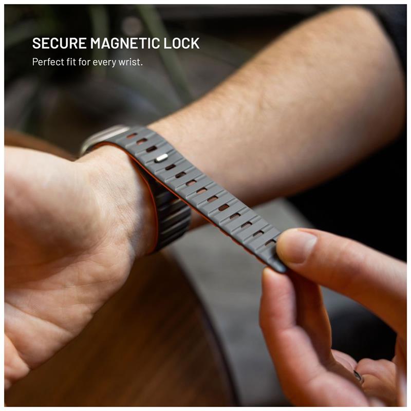 FIXED Silicone Magnetic Strap pre Apple Watch 42/44/45/49mm, svetlo šedý 