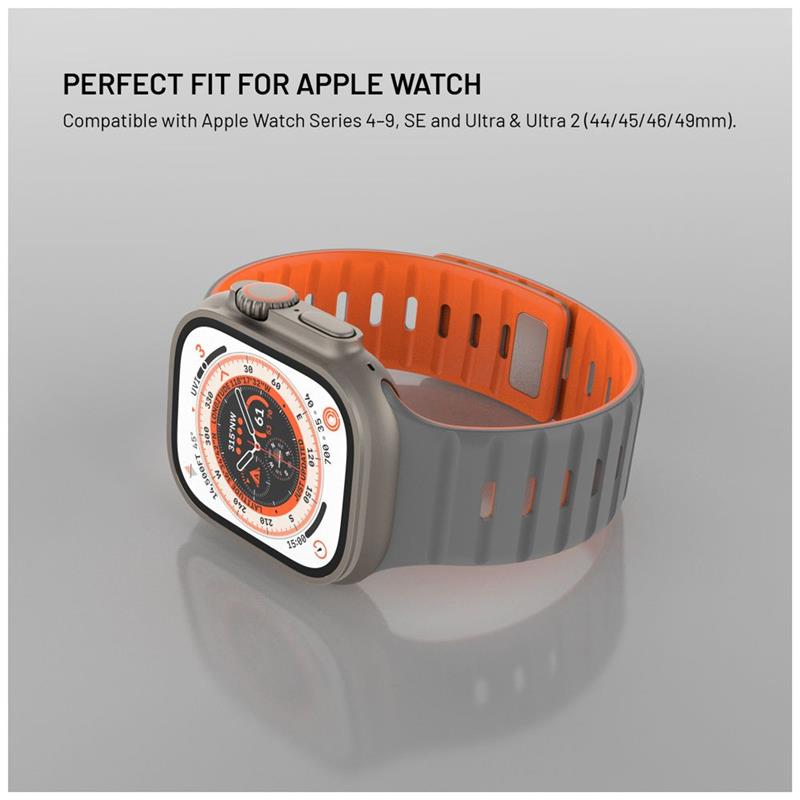 FIXED Silicone Magnetic Strap pre Apple Watch 42/44/45/49mm, svetlo šedý 