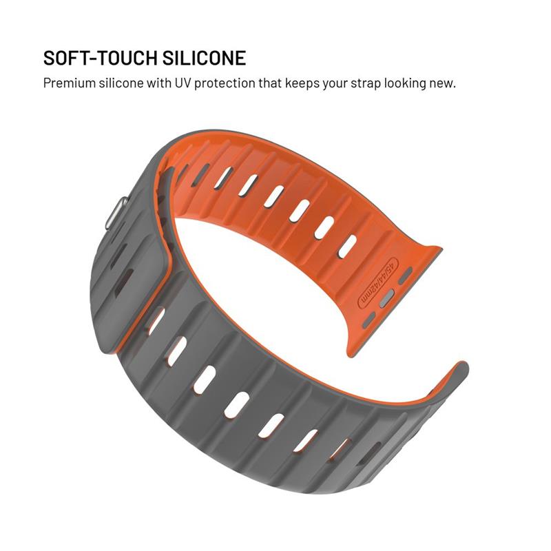 FIXED Silicone Magnetic Strap pre Apple Watch 42/44/45/49mm, svetlo šedý 