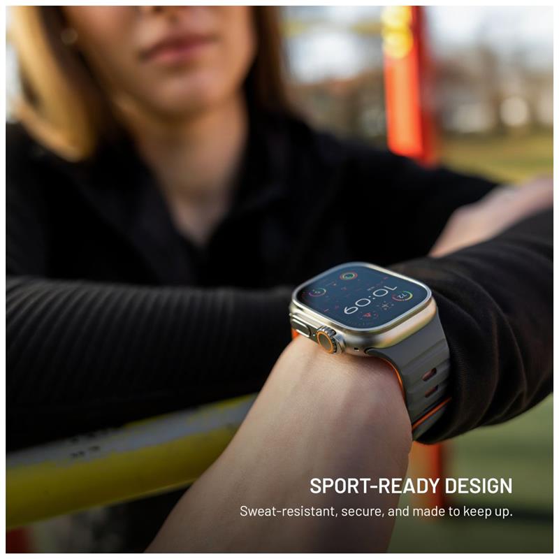 FIXED Silicone Magnetic Strap pre Apple Watch 42/44/45/49mm, svetlo šedý 
